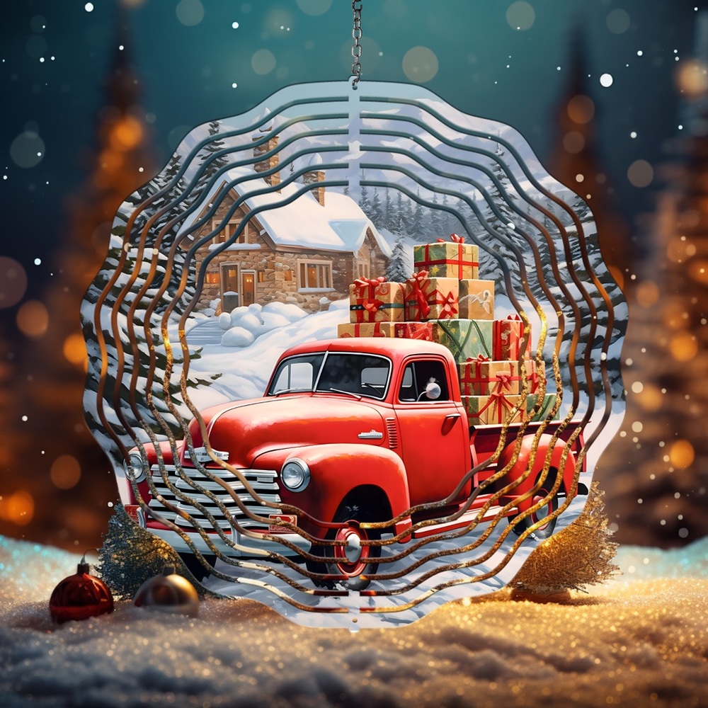 Old truck Christmas 8 inch windspinner handmade